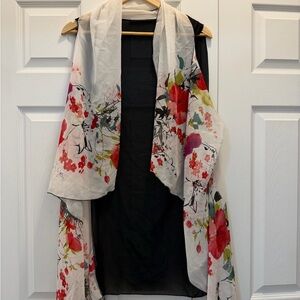 2 Chic Black Cape with Floral Accents